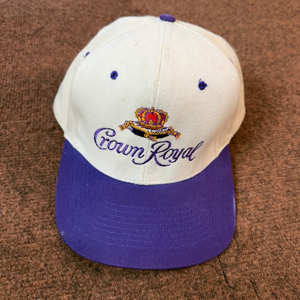 Rare Vintage Crown Royal Snapback Hat KC Cream Purple Embroidery One Size Cap